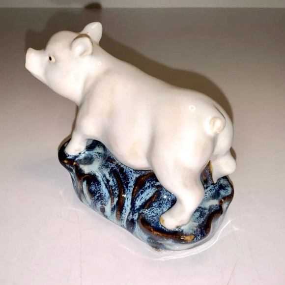 Vintage Adorable Chinese White Glaze Ceramic Pig Figurine 4” Length - Picture 3 of 10